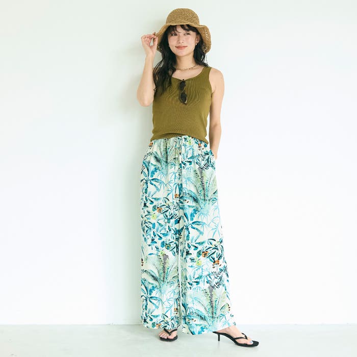 26ss再入荷／レーヨンボタニカル柄パンツ[品番：PA000017201]｜coca