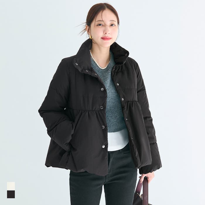 ジャケット・アウター cocoron 洗える】中綿スタンドカラーフレアブルゾン[品番：PA000017676]｜coca