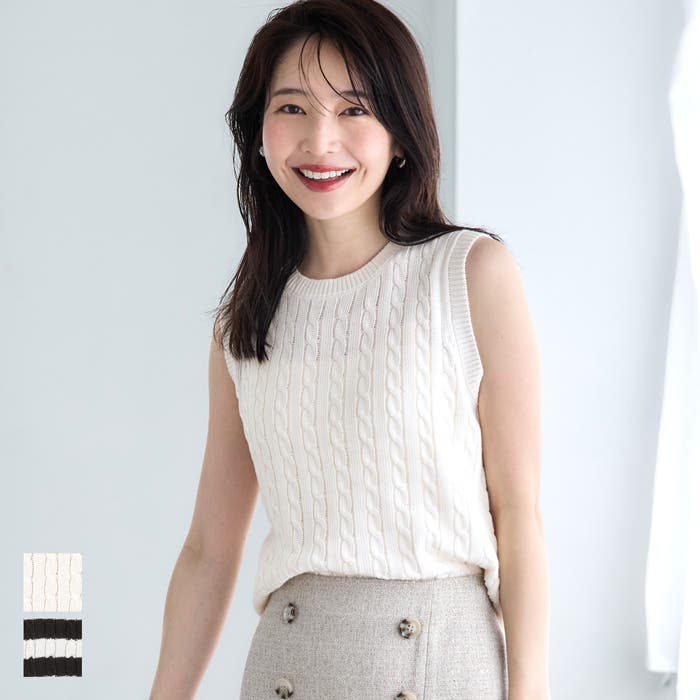 Spick＆Span ケーブルノースリーブニット 36-240126001-16_1top.jpg