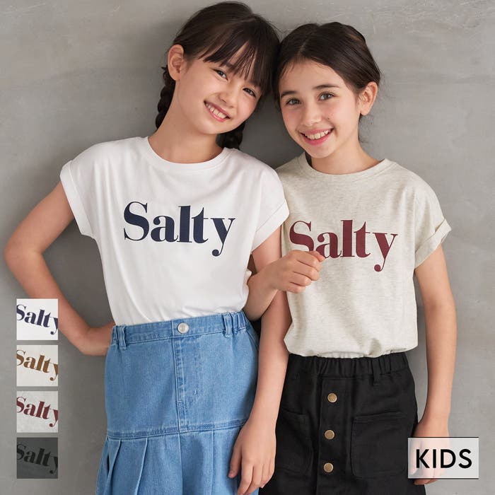キッズ ガールズ 親子お揃いフレンチスリーブロゴTシャツ[品番