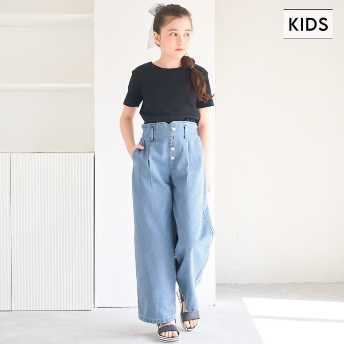 デニムハートボタンパンツ キッズ[品番：PA000017057]｜coca