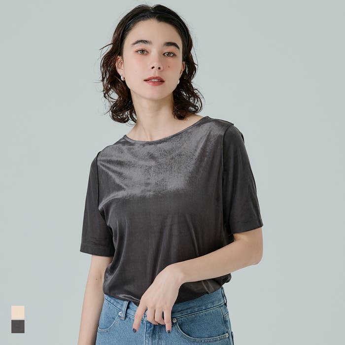 前後2WAY】ベロア半袖トップス[品番：PA000017362]｜coca（コカ