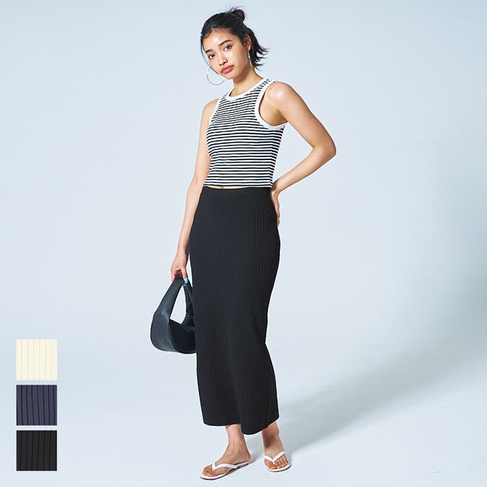 DEEPスリット ニットロングスカートライクショートパンツ[品番