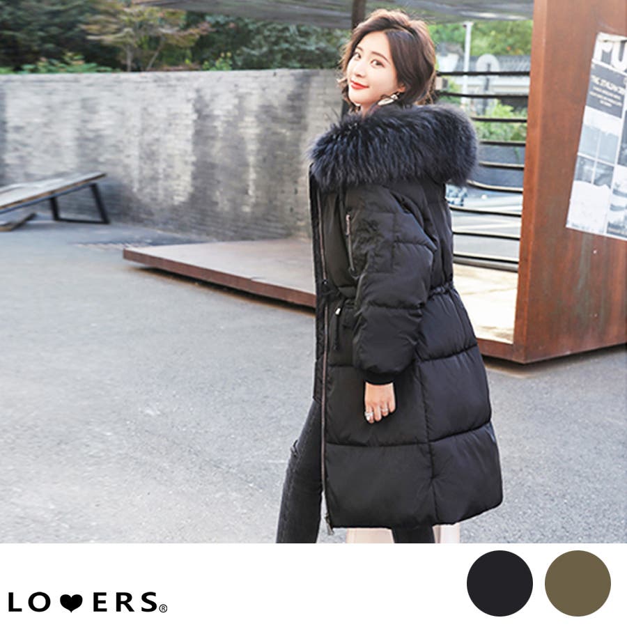 フェイクファー付ロング中綿コート アウター ダウンコート風[品番