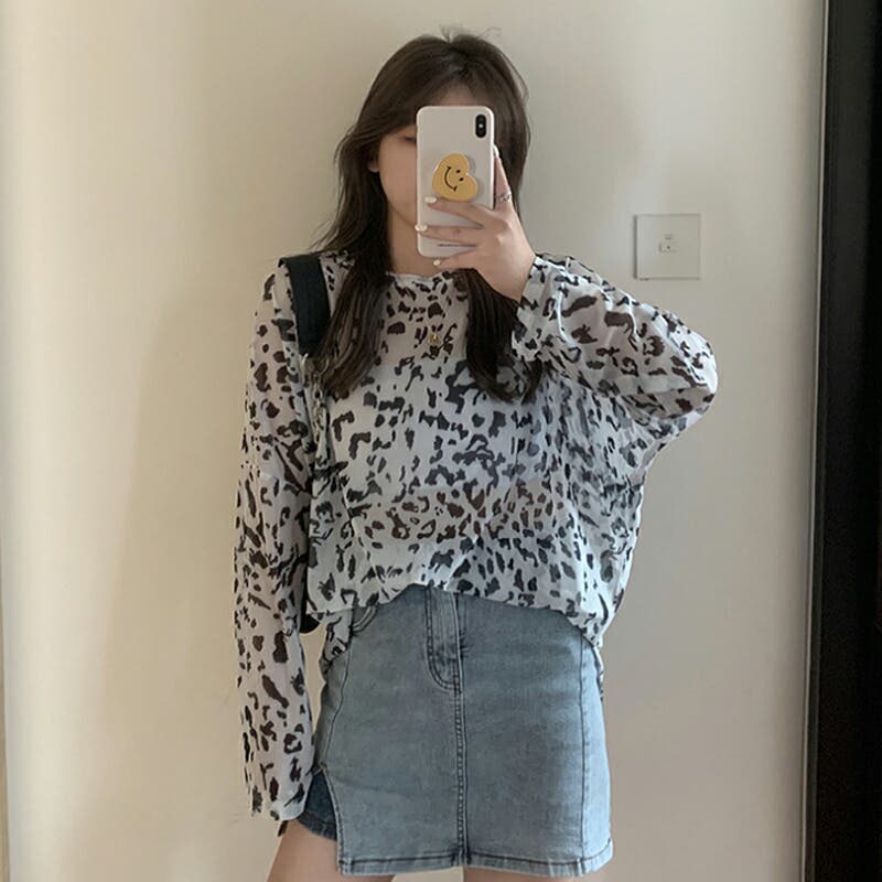 レディース トップス ヒョウ柄カットソー[品番:COCW0003162 レディース トップス ヒョウ柄カットソー[品番:COCW0003162