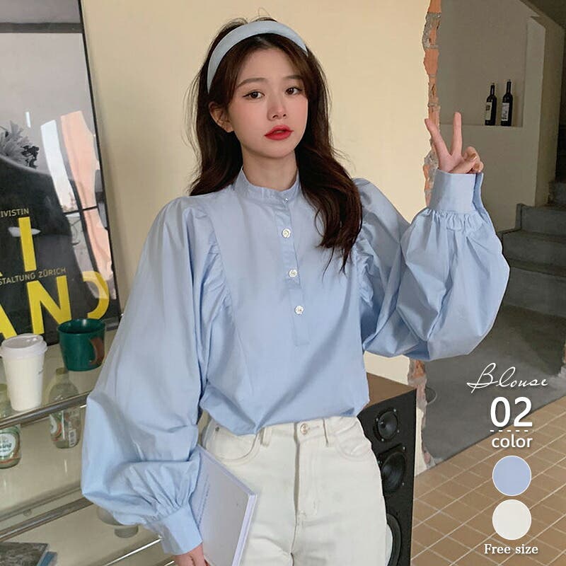 【美品】scye ボリュームスリーブ バンドカラーシャツ ブラウス ゆったり ボリュームスリーブバンドカラーブラウス | TOPS,シャツ