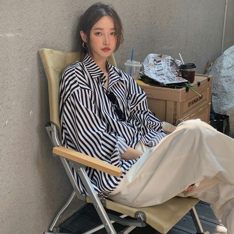 シャツ ストライプオーバーシャツ ストライプシャツ[品番：COCW0004815