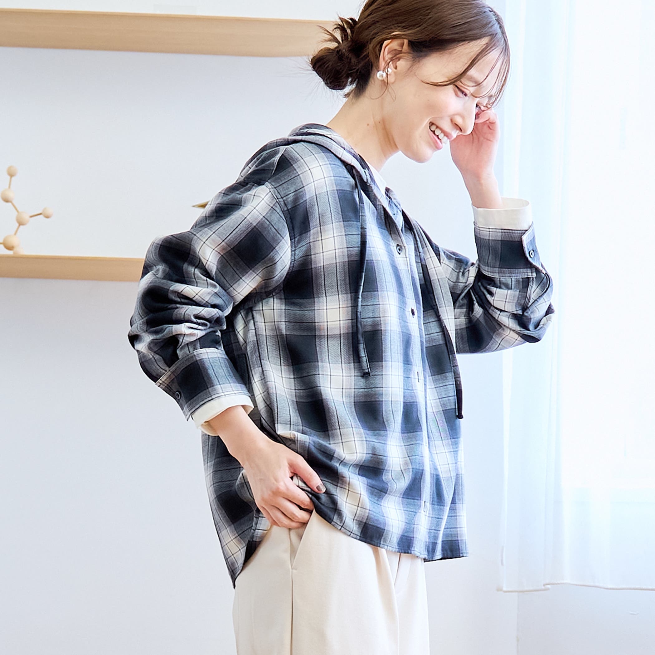 ご確認専用♡ TRオンブレチェックフーディシャツ[品番：COEW0007593]｜coen【women