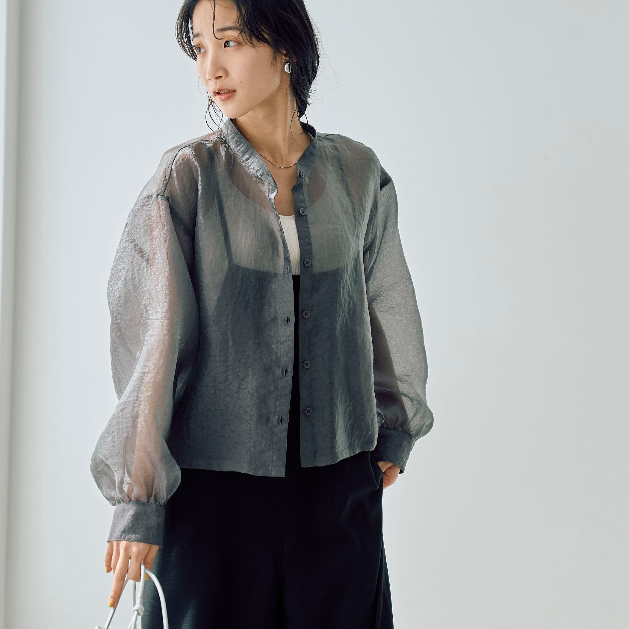 ヒョウ柄ジャガードシアークロップドシャツ[品番：COEW0005628