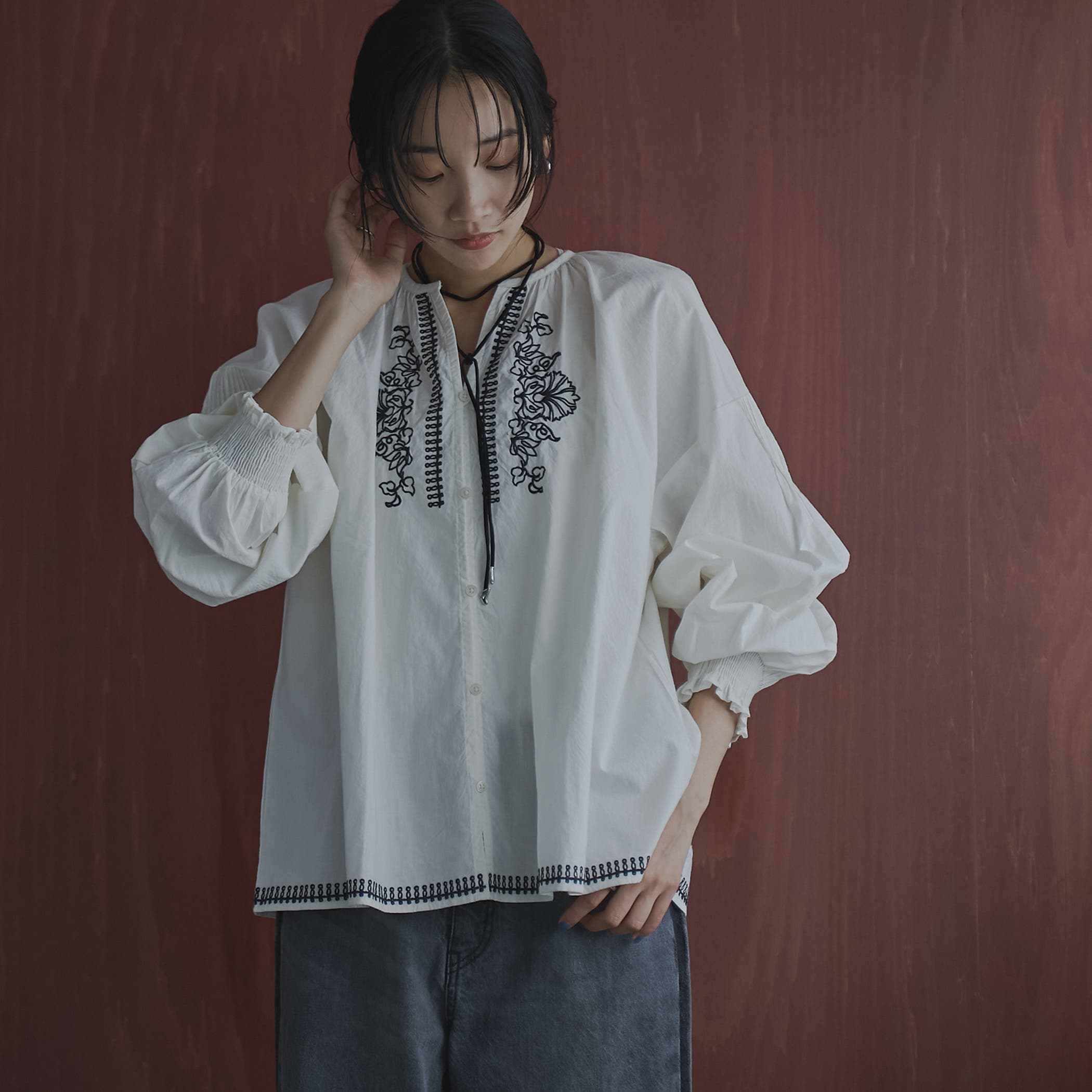 MARKET （マーケット）配色刺繍ブラウス[品番：COEW0006105]｜coen