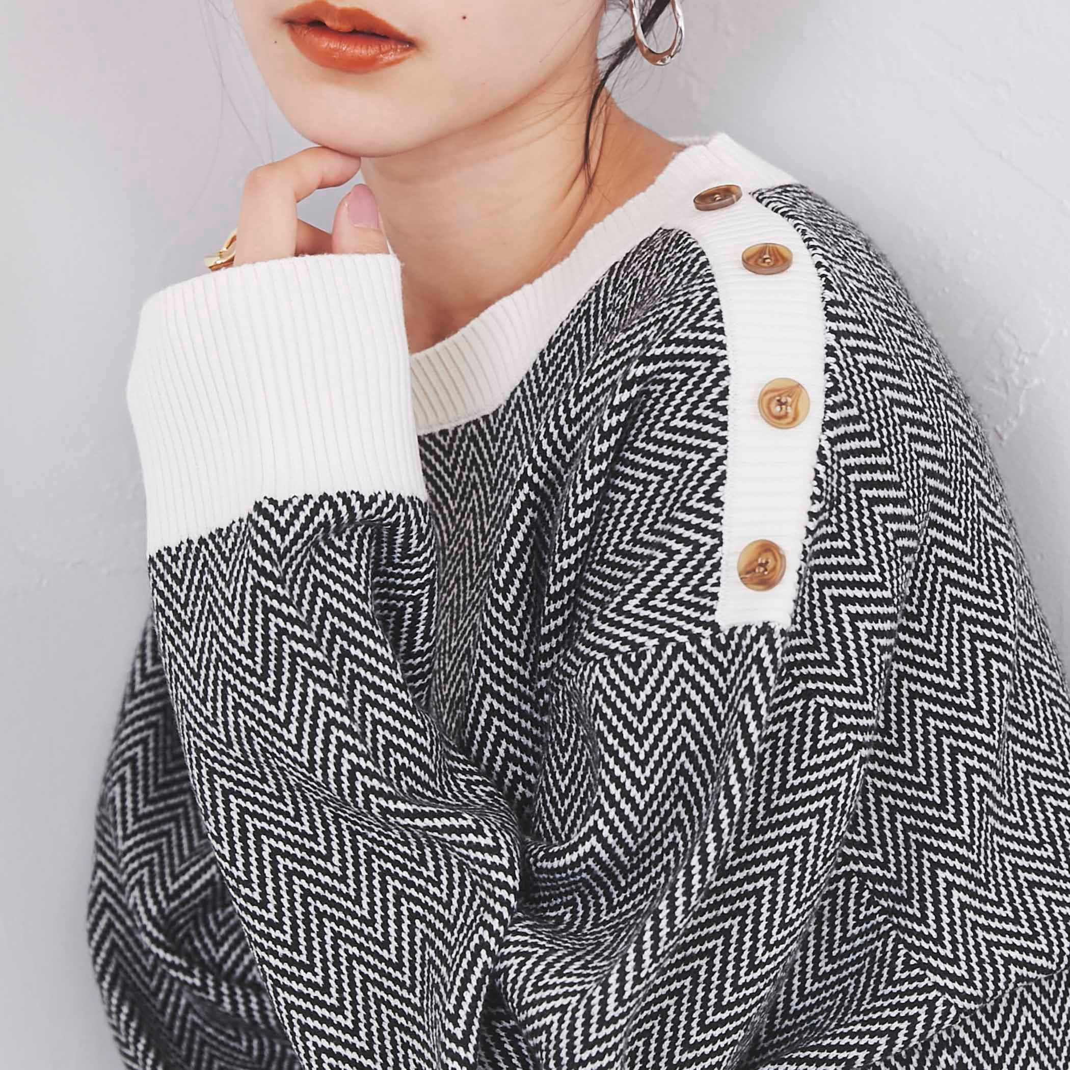 ALCOTT&CO アルコット ボタンセーター ニット 総柄 タグ付き 美品 1.jpg