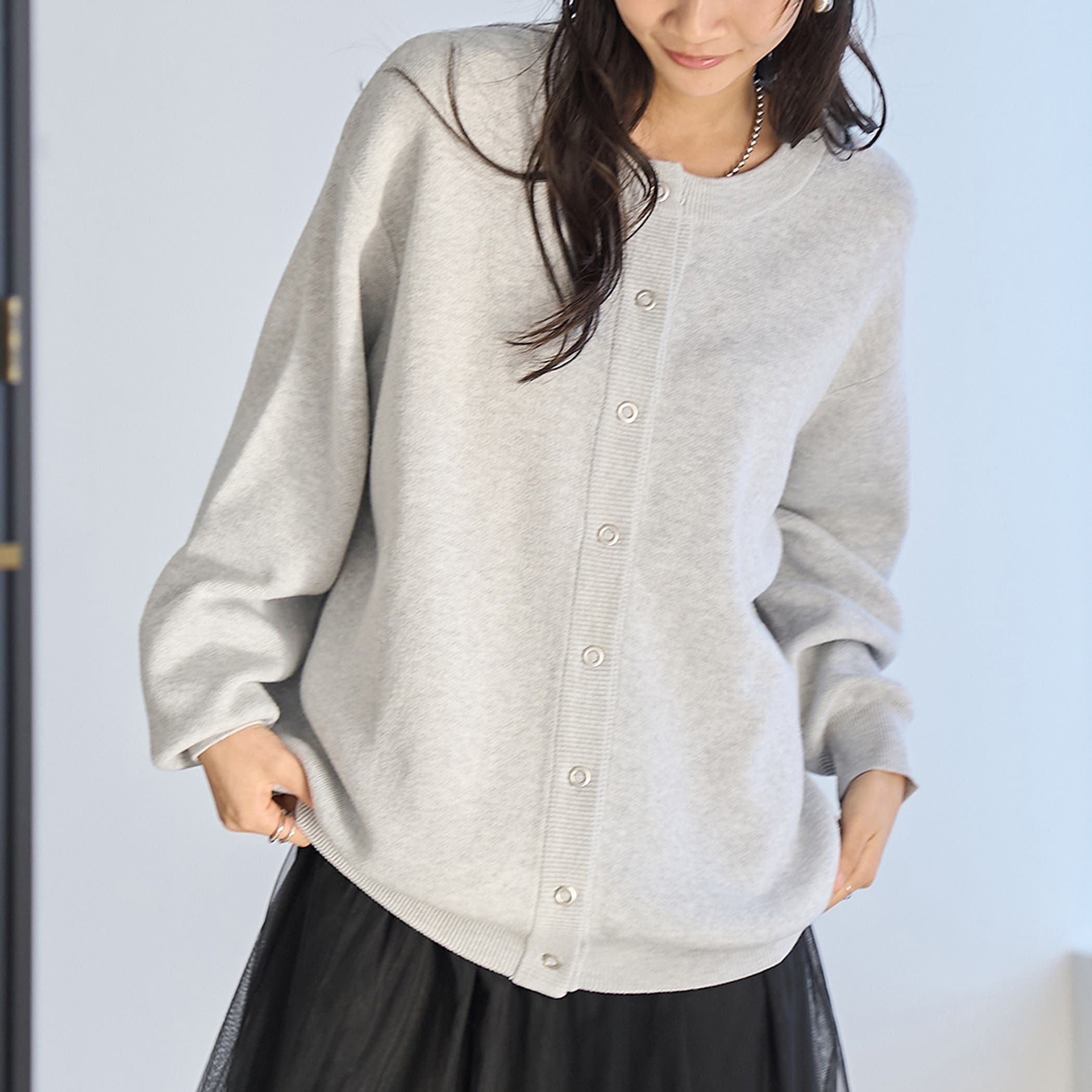 【メーカー直売】の商品をすべて スウェットライクニットカーディガン[品番：COEW0006721]｜coen トップス