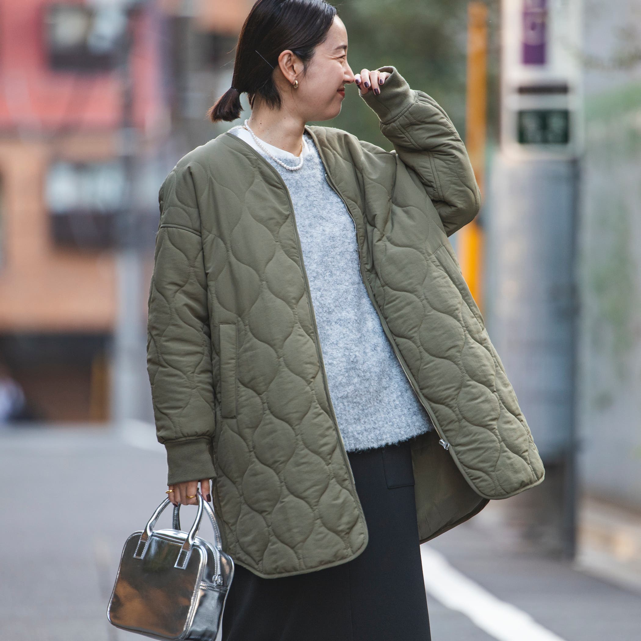 LOEWE ジップアップキルティングジャケット サイズ46 カーキ