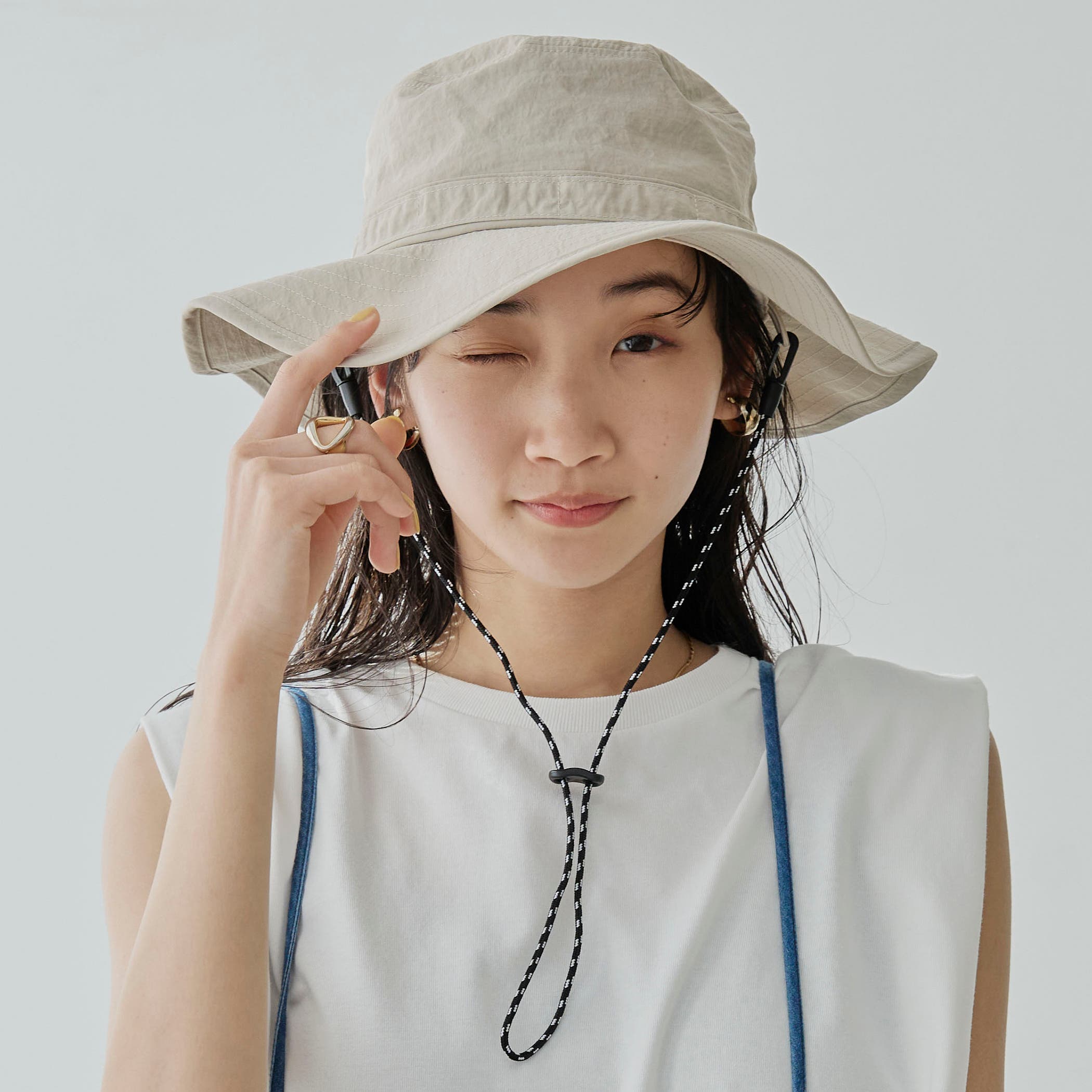 [PEARLY GATES] スマイルラインオープンバケットハットBK/税込み ○美品○パーリーゲイツ○スマイル柄バケットハット○にこちゃん