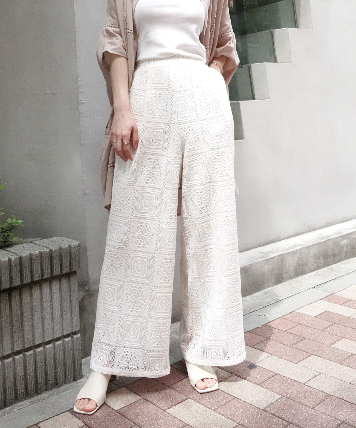 ブロックレースストレートパンツ【セットアップ可能】[品番