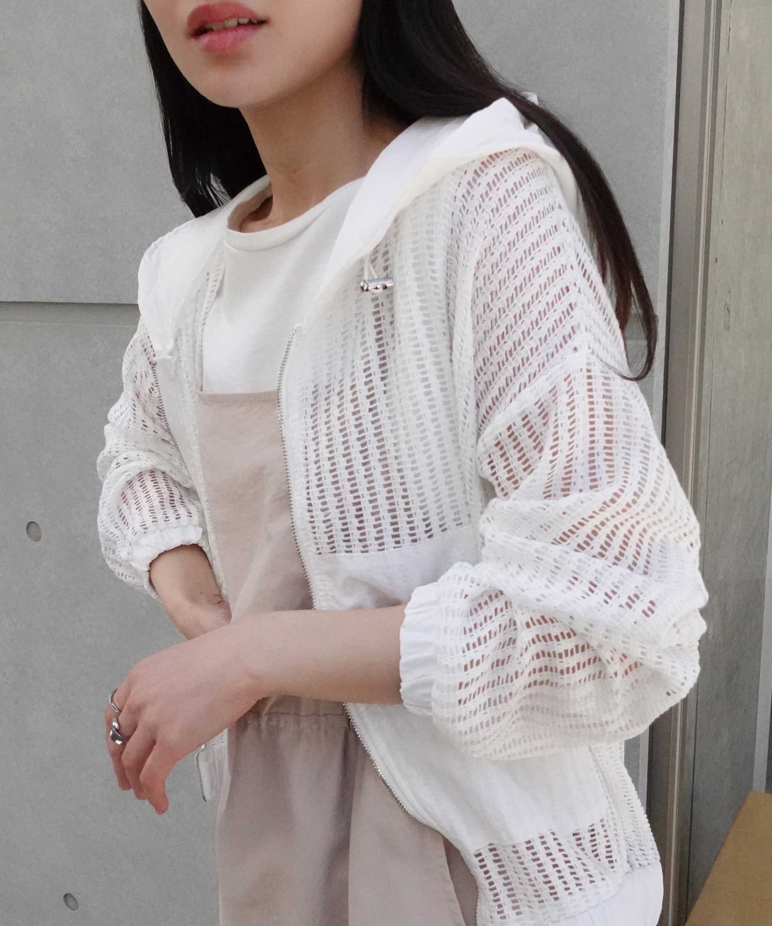 ROOP TOKYO パーカー MESH ZIP HOODIE/メッシュジップフーディ