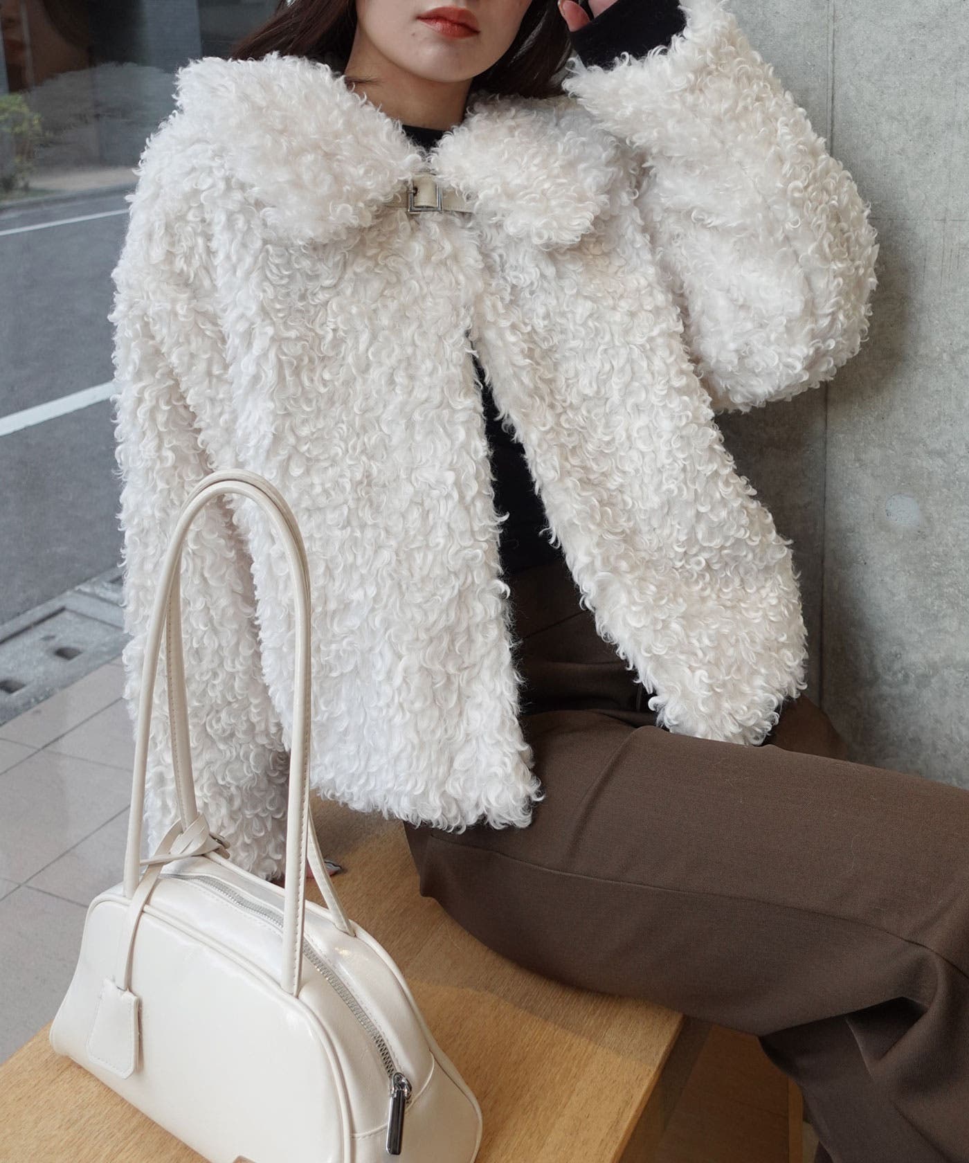 プードルボア2wayカラーショートジャケット ファーコート コート[品番