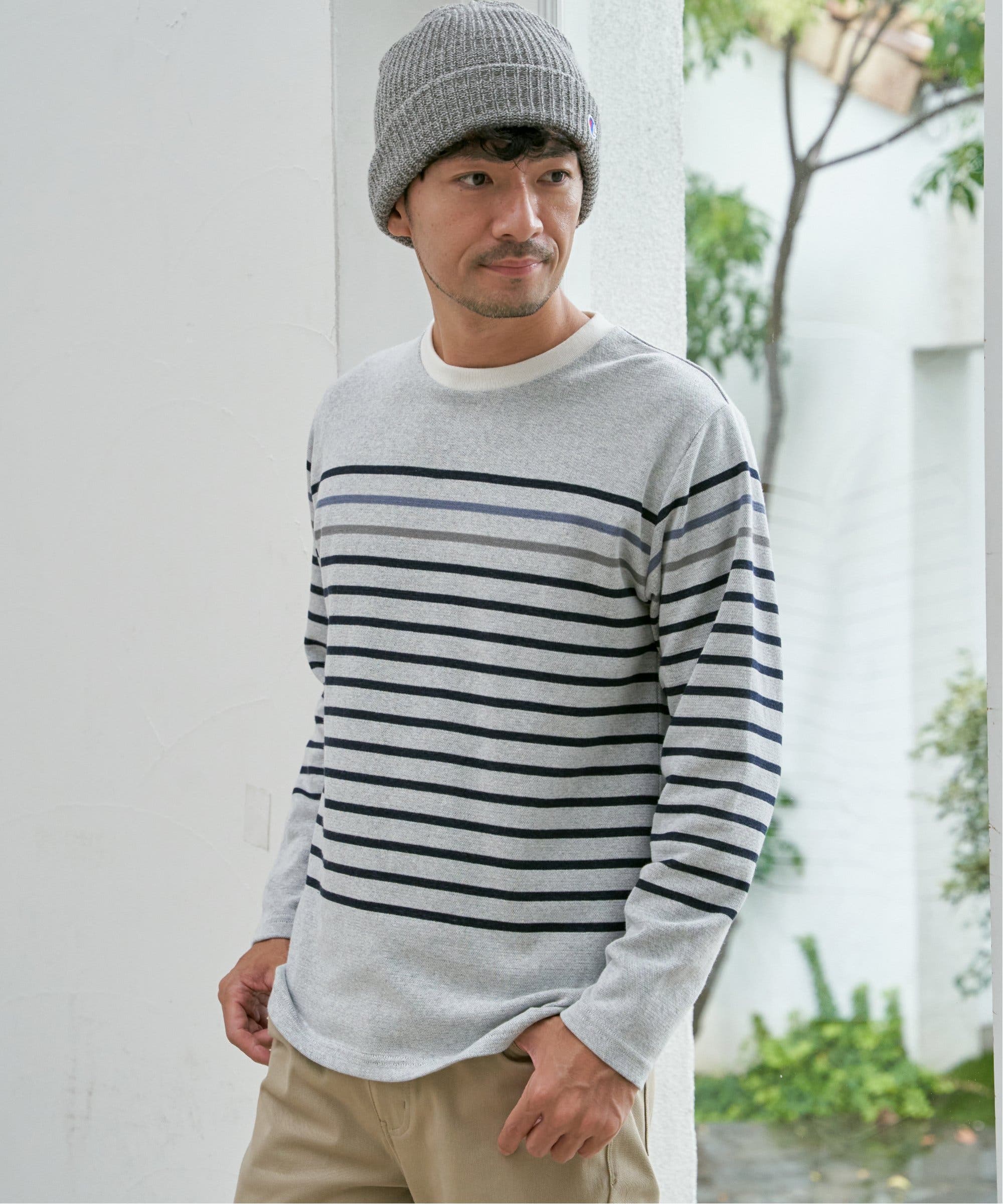 ジャカード3カラーボーダーロンT[品番：IKAW0022852]｜ikka （イッカ