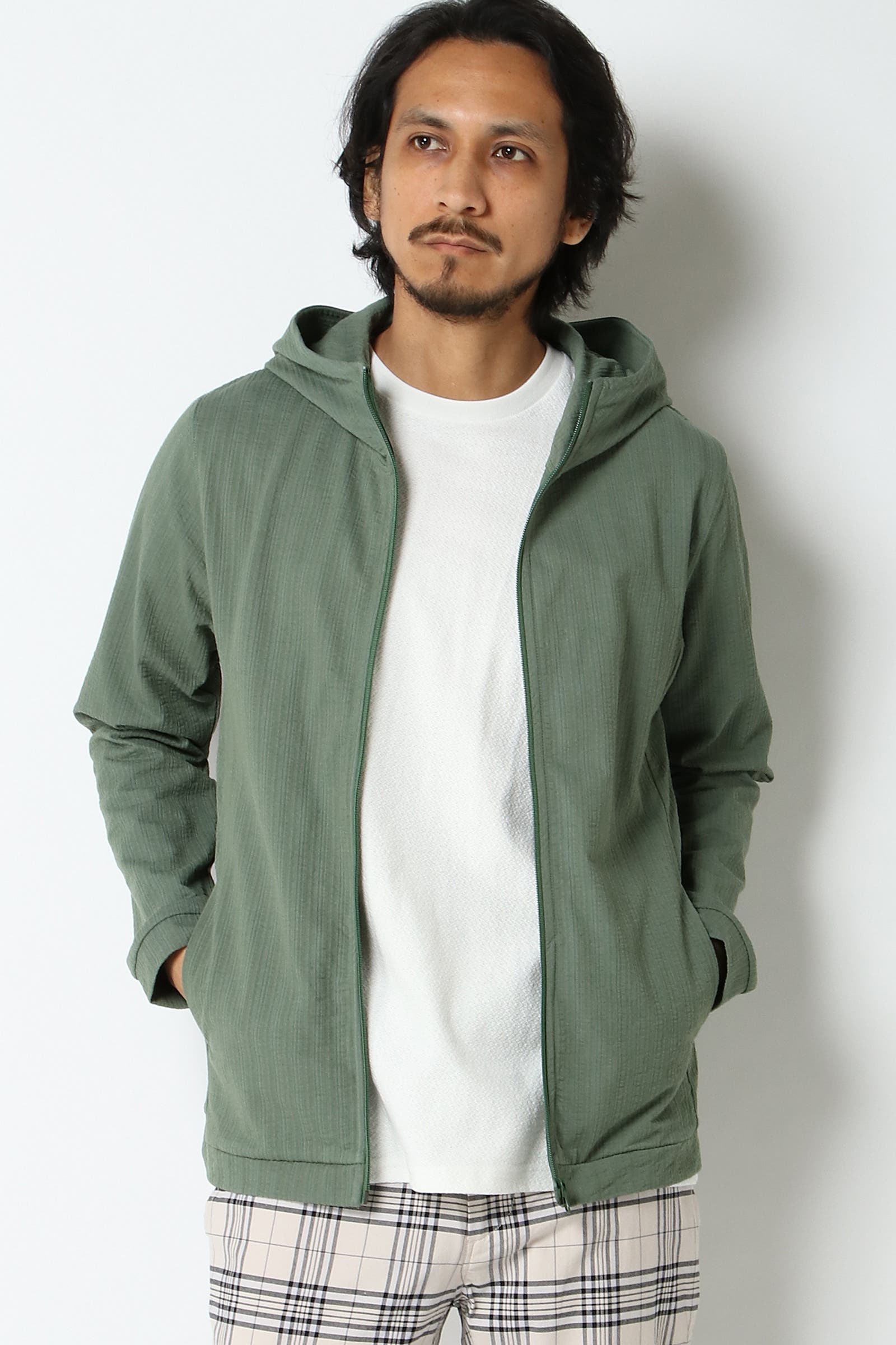 カットサッカーフルジップパーカー[品番：IKAW0003084]｜ikka （イッカ