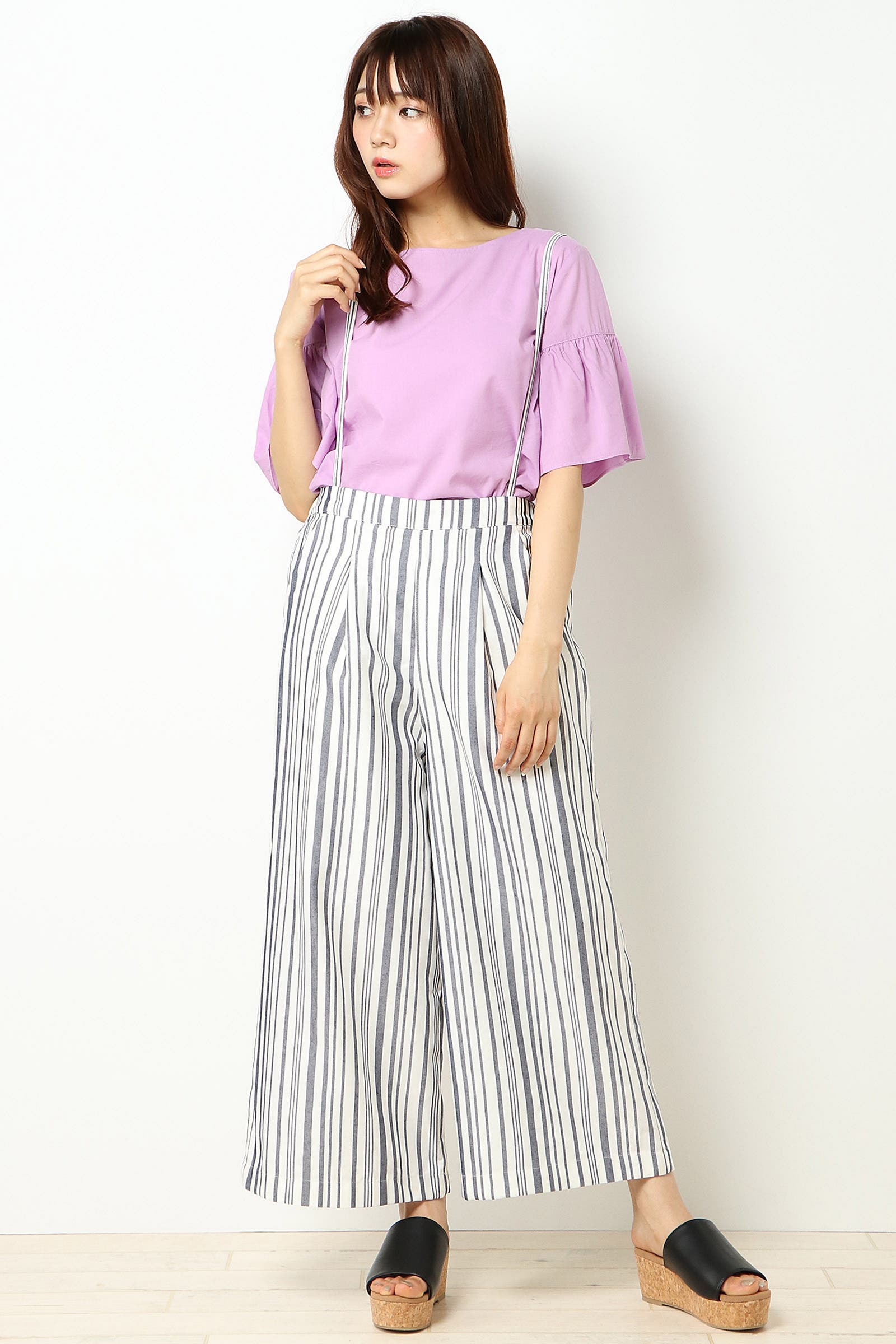 リネン混サス付きワイドパンツ[品番：IKAW0001748]｜ikka （イッカ）の