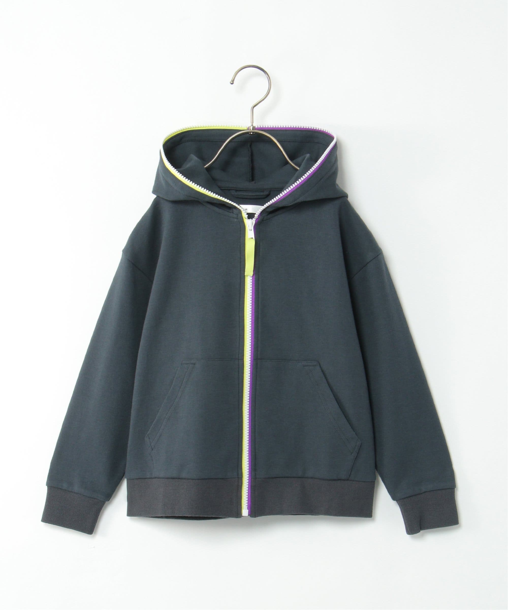 ストレッチポンチジップ配色パーカー（120~160cm）[品番：IKAW0017962