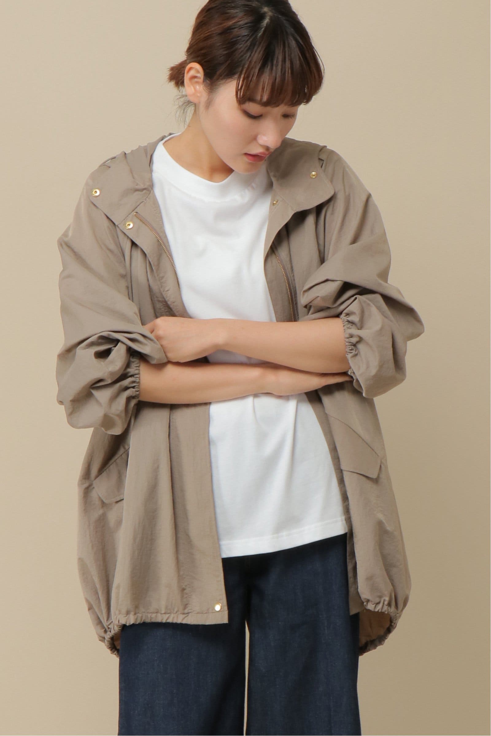 新品✨タグ付き Drawerタフタムソウノーカラーコート ジップアップ