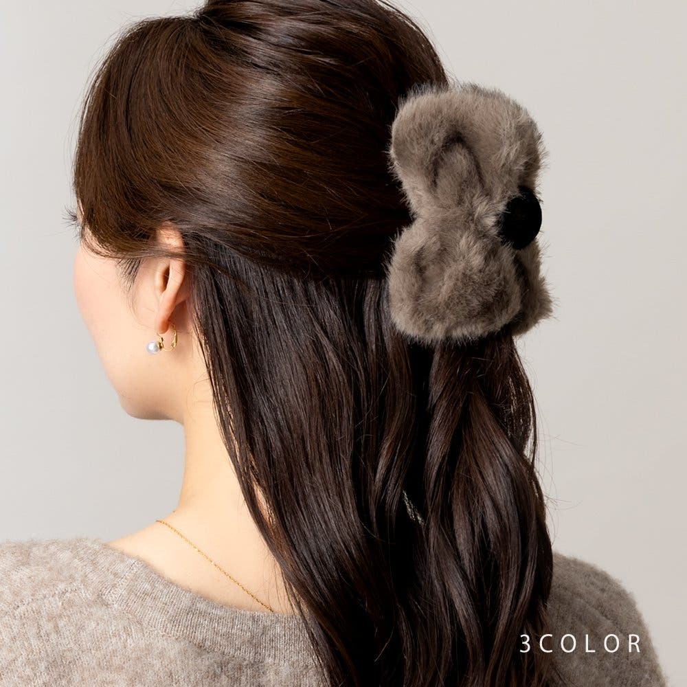 バンスクリップ ヘアクリップ ファー[品番：CRMA0010528]｜CREAM-DOT