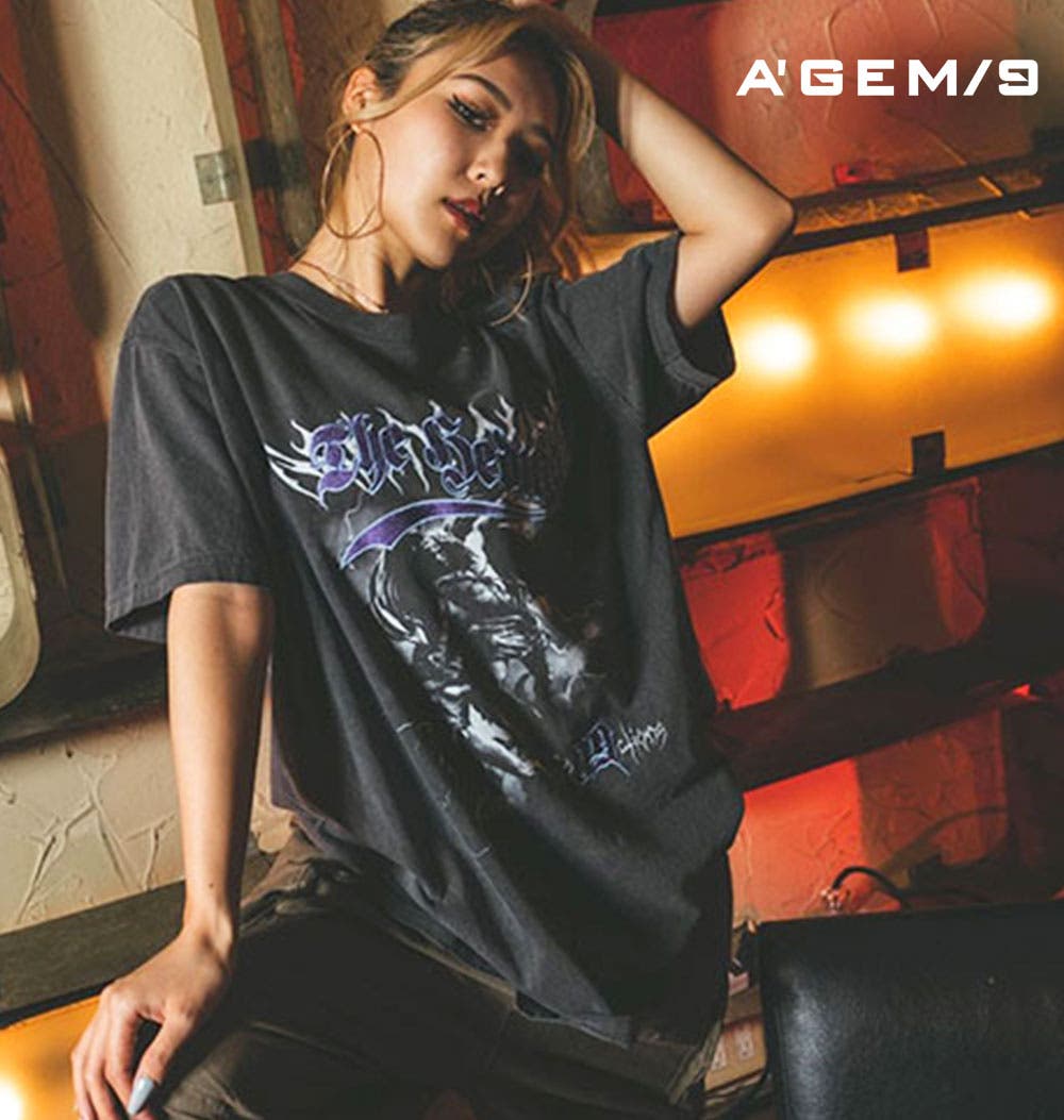 A GEM 9リメイク風デザイン半袖Tシャツ[品番：PBIW0001502]｜DAESE