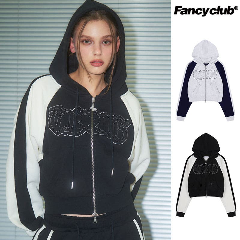 入園入学祝い Nasty Fancy club クロップド丈ジャージブラック トップス