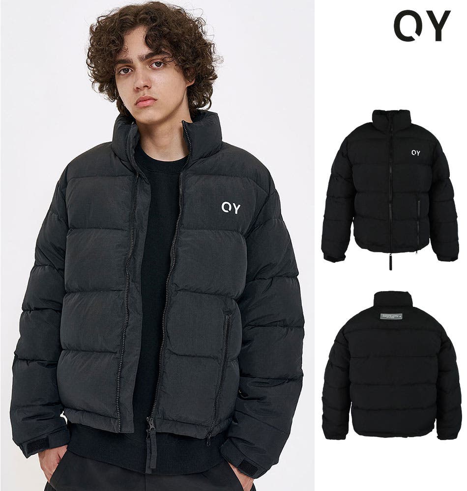 OY/オーワイ』SQUARE BLOCK HOODIE DOWN JUMPER/ブランドロゴ