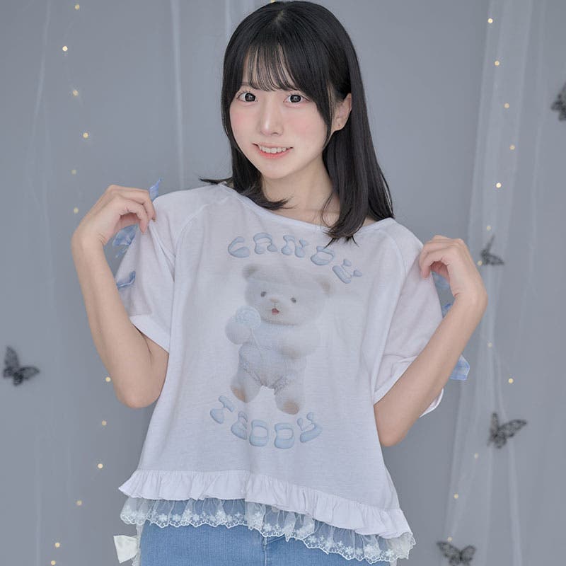 ililil【イルイルイル】クマのエケチェンTシャツ 全1色 Tシャツ[品番