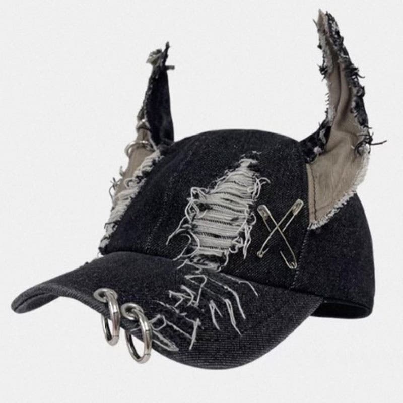 【希少.美品】d.i.a. キャップ　109 ギャル　ダメージ加工 NOVESSEL耳付きダメージデニムキャップ 全1色 ブラック[品番
