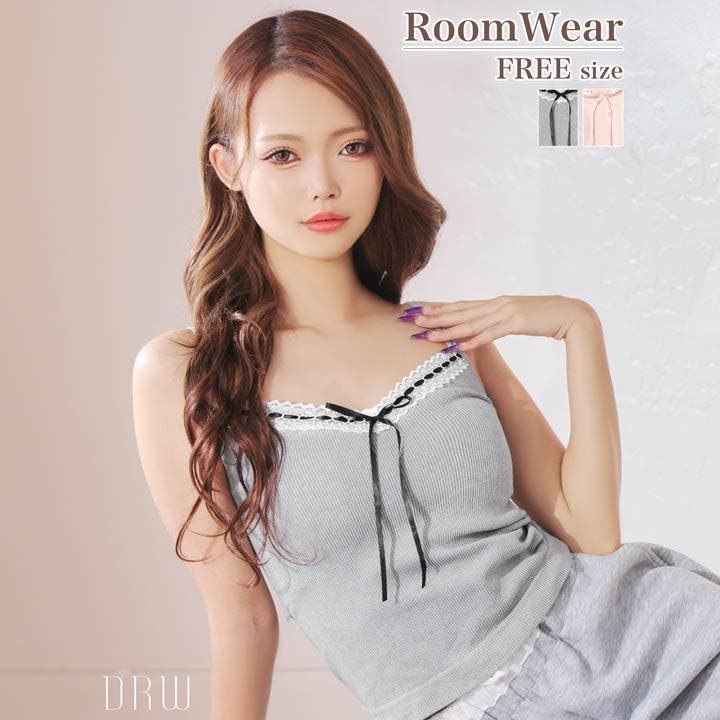 ガーリーレースリボンカップ付きキャミソール[品番：DY000034469
