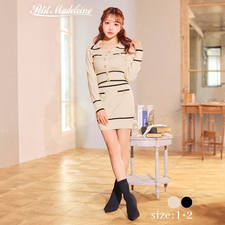 キャバドレス パールボタン バイカラー[品番：DY000030821]｜Dazzy