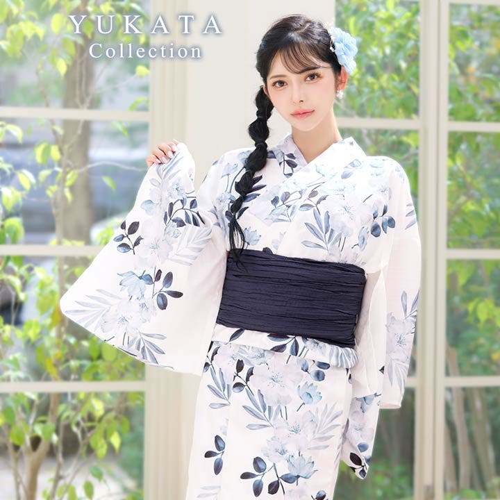 2点SET]白地×ボタニカル柄浴衣【2026年新作 YUKATA by[品番