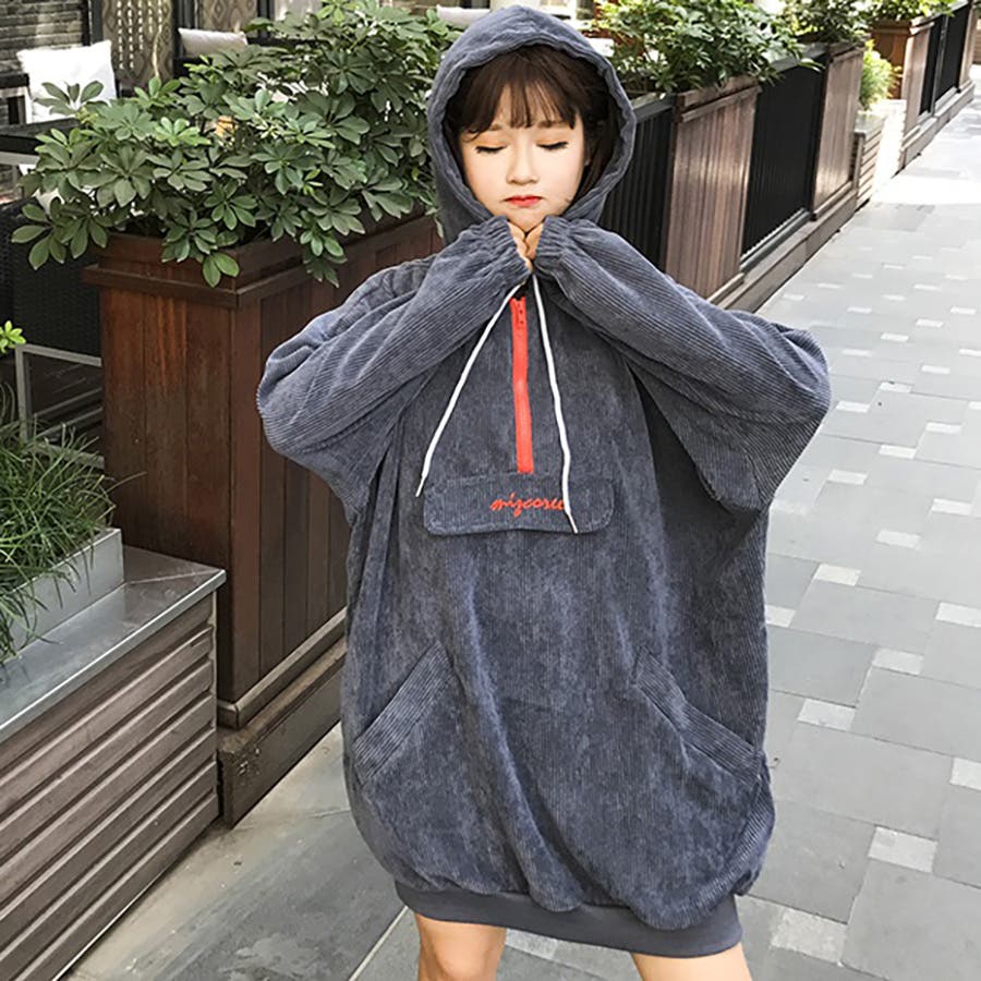 トレンドファッション♪英字刺繍コーデュロイパーカー 2017秋新作 韓国