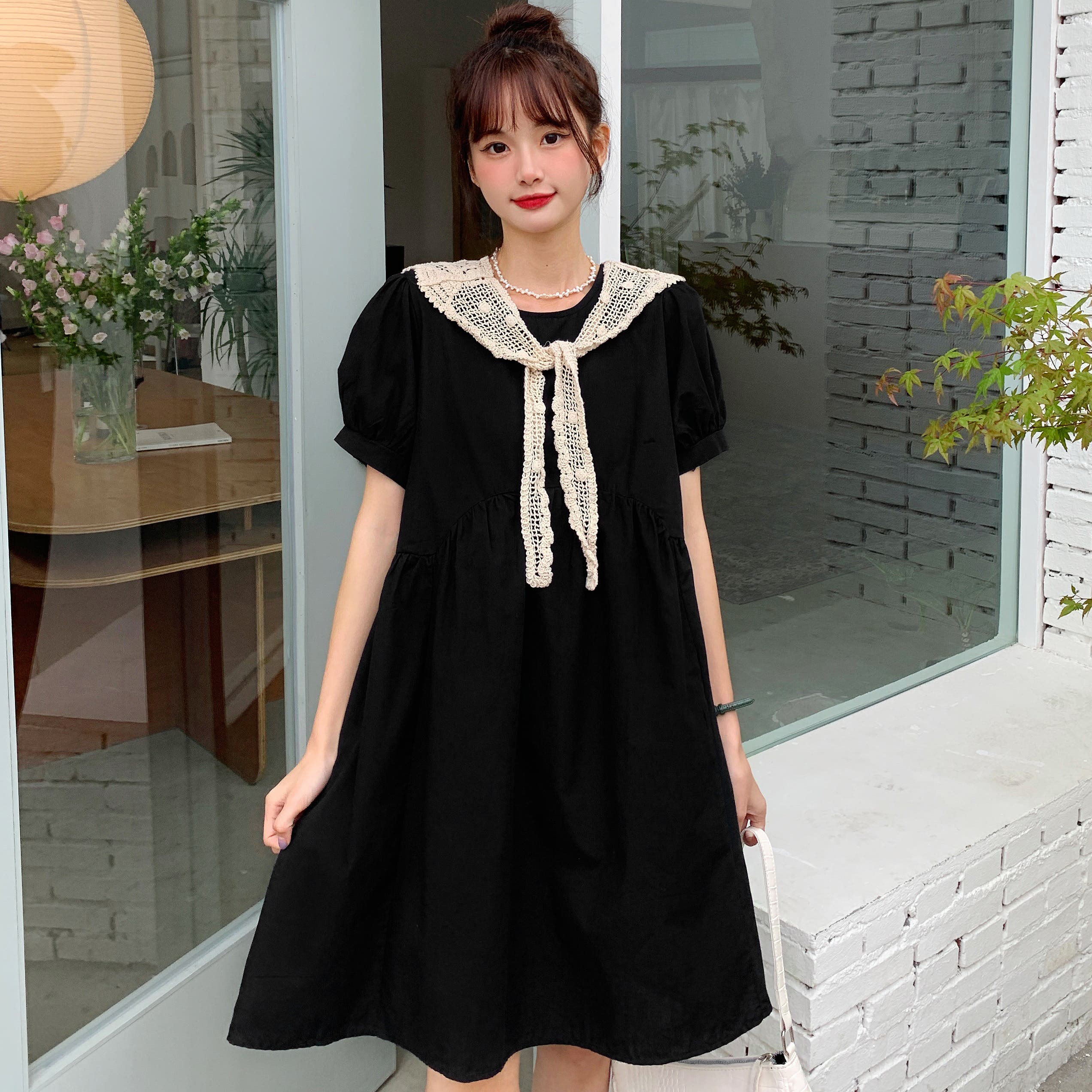 春夏 韓国 半袖 ワンピース ティアード t6819_0.jpg