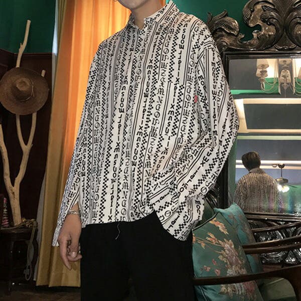 テキストパターン カジュアルシャツ 長袖 楽天市場】河谷シャツ Texture (テクスチャ) カジュアル 長袖