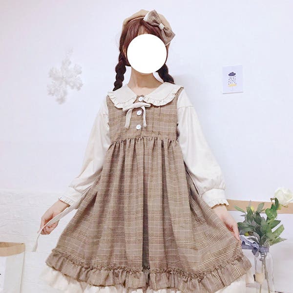 ドーリーグレンチェックワンピース フリル リボン[品番：DCTW0002784