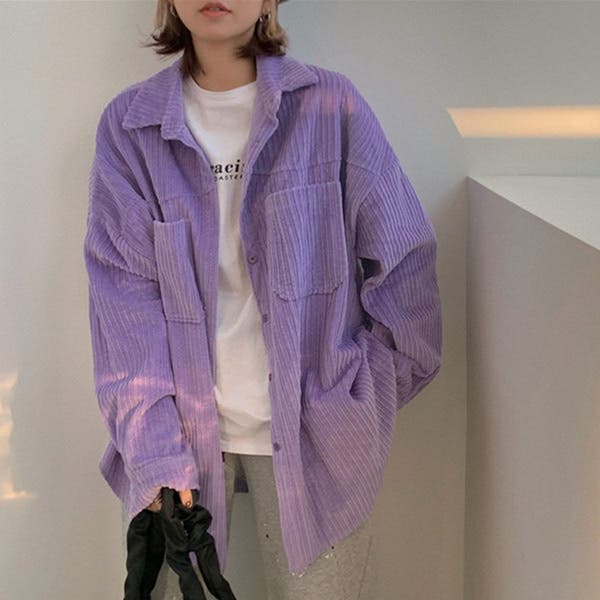 50's harper 長袖シャツ　コーデュロイ　パープル 50's harper 長袖シャツコーデュロイパープル