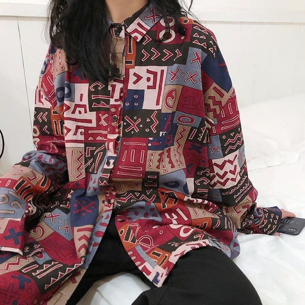 0920D SHANTIWORLD エスニックシャツ 女性 柄シャツ エスニック 総柄[品番：DCTW0004295]｜Decorative
