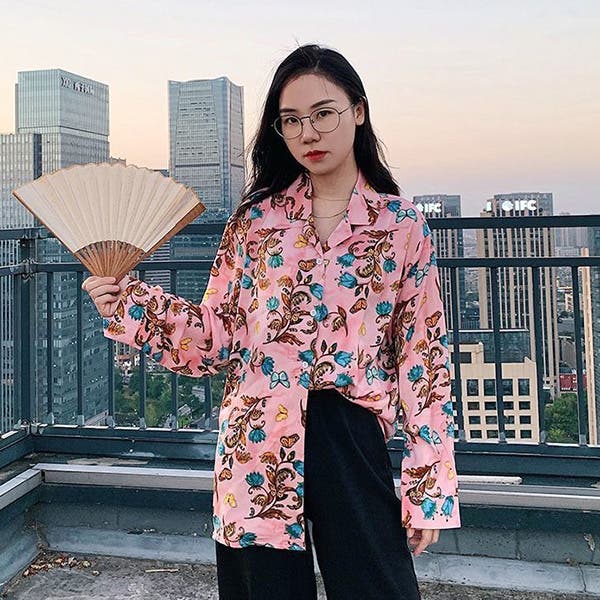 Midorikawa 花柄ロングシャツ Midorikawa(ミドリカワ) 24AW花柄シャツMID24AW-SH09 MID24AW