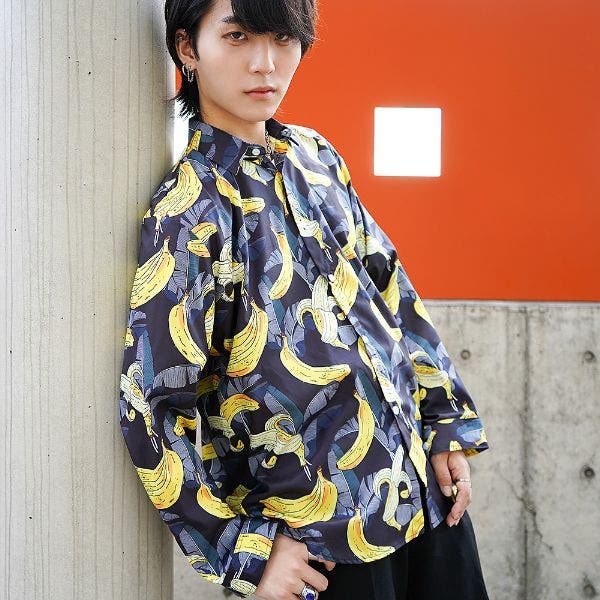 Amazon.co.jp: シャツ アロハシャツ メンズ 半袖シャツ バナナ柄
