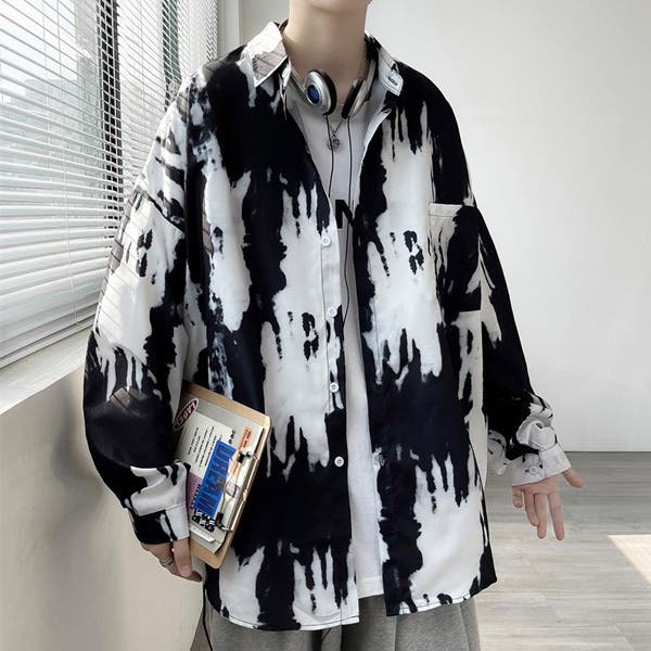 柄シャツ モノトーン タイダイ柄[品番：DCTW0003917]｜Decorative