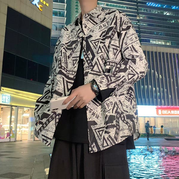 柄シャツ 幾何柄 ノイズ柄[品番：DCTW0004326]｜Decorative