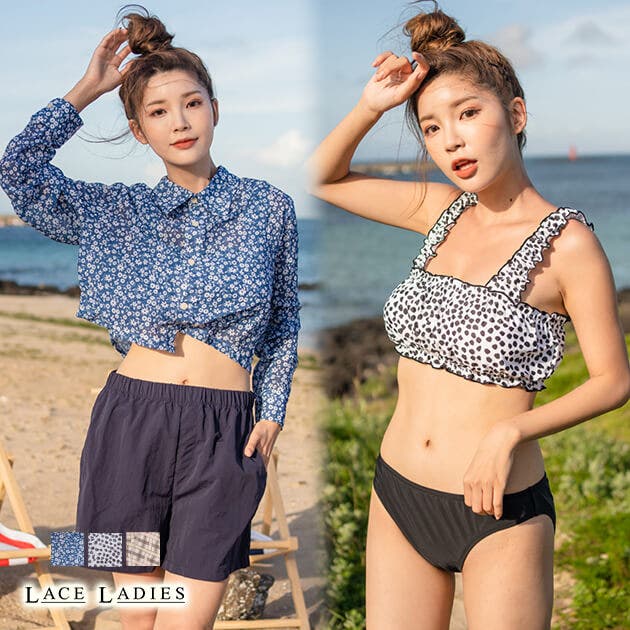 ビキニ 長袖シャツ付き 4点セット水着[品番：LCLW0002662]｜レース