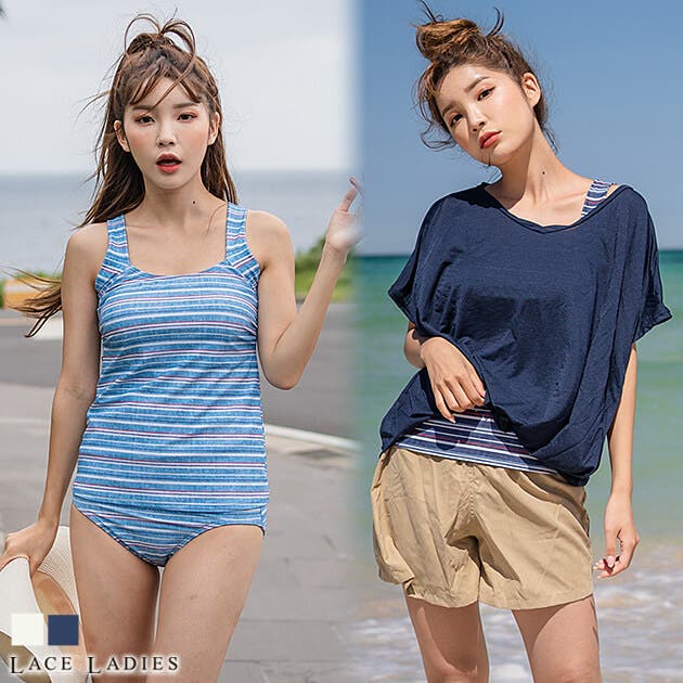 水着 タンキニ スクエアネック レース ショートパンツ 韓国 楽天市場】ボーダー柄 セパレート レースカバーアップ 水着 4点