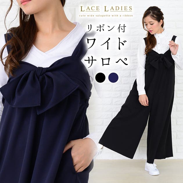 ウエストリボンワイドサロペット 34 yori