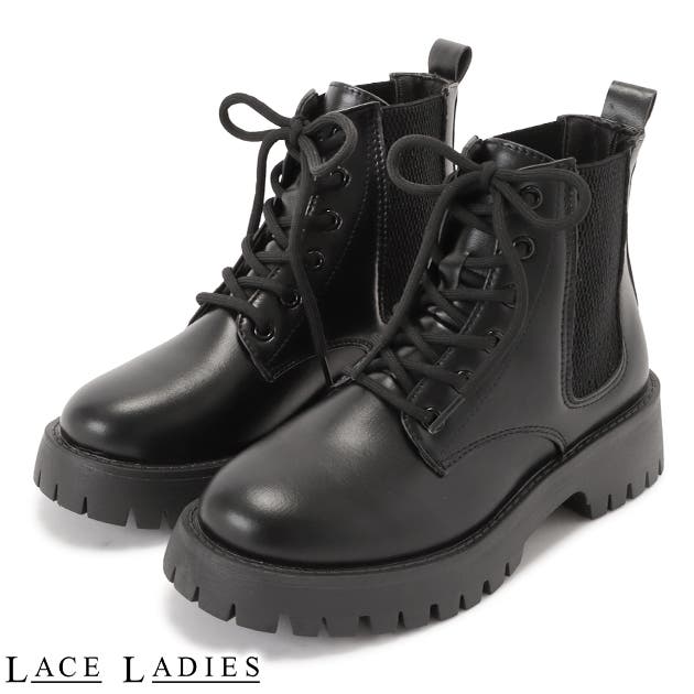 レースレディース Lace Ladies レザー調厚底チャンキーショート
