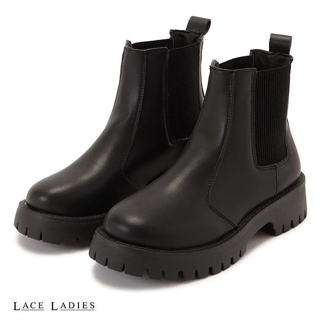 サイドゴア ショートブーツ PUレザー[品番：LCLW0003736]｜レース